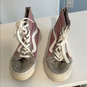 Vans Pink and Gray High-Top Sneakers